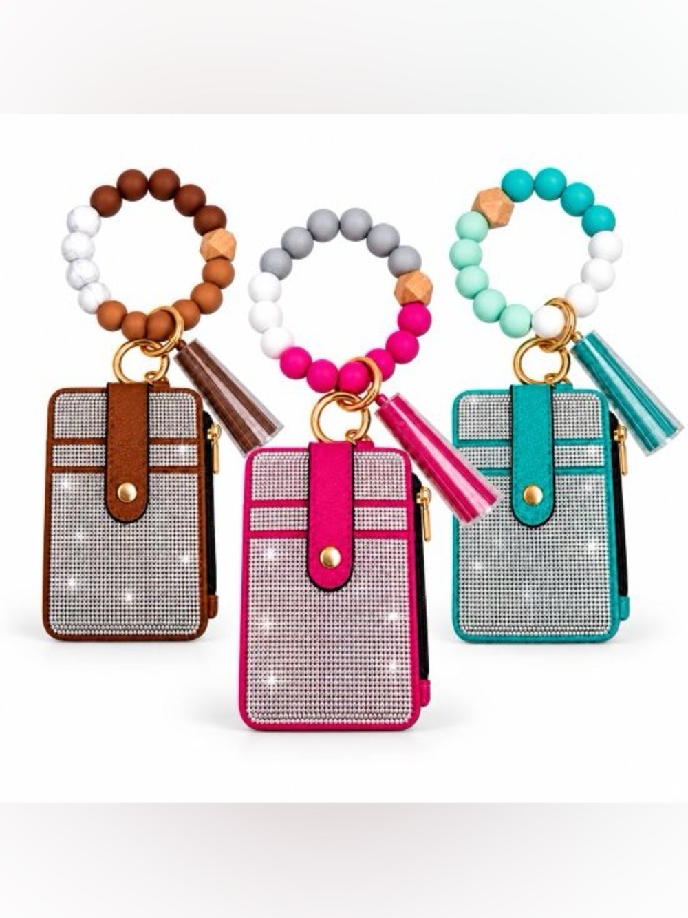 BRAND NEW WITH TAGS Rhinestone Beaded Wristlet Card Holder